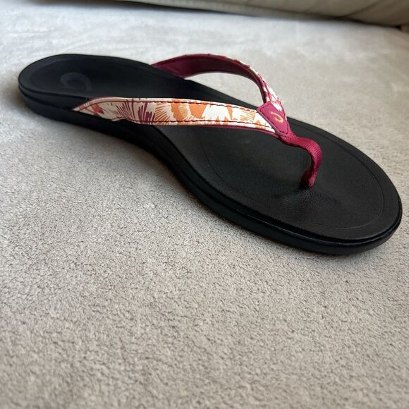 Olukai Ho'opio Tropical Print Thong Flip Flop Sandals Women 5-6 Casual Beach - Picture 2 of 14